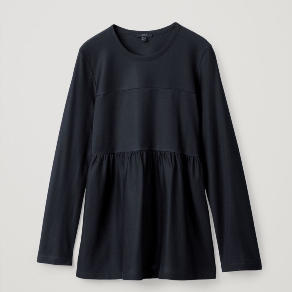 COS Gathered Cotton Top Size L